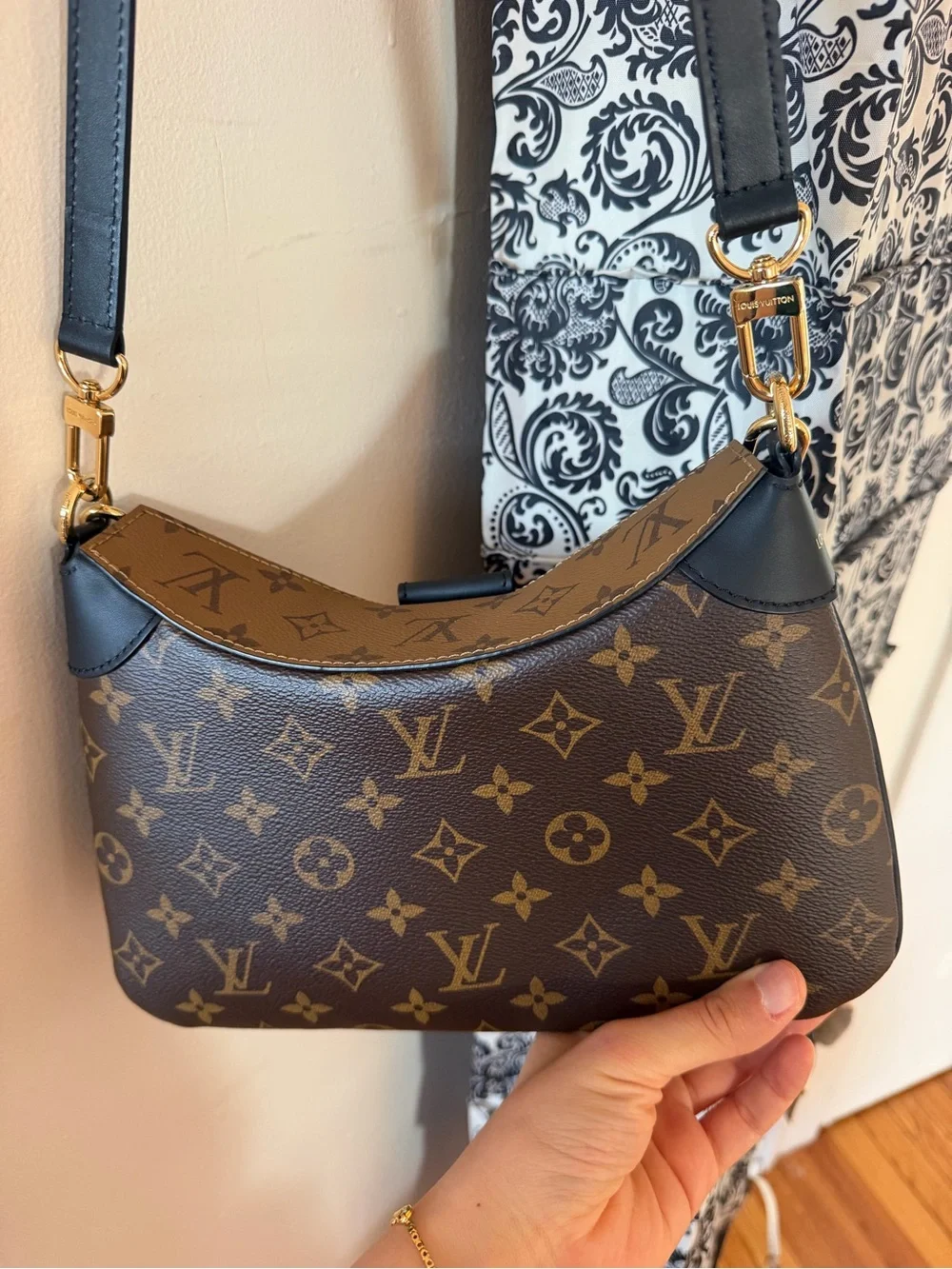 Louis Vuitton Monogram Canvas Shoulder Bag with Gold Hardware
